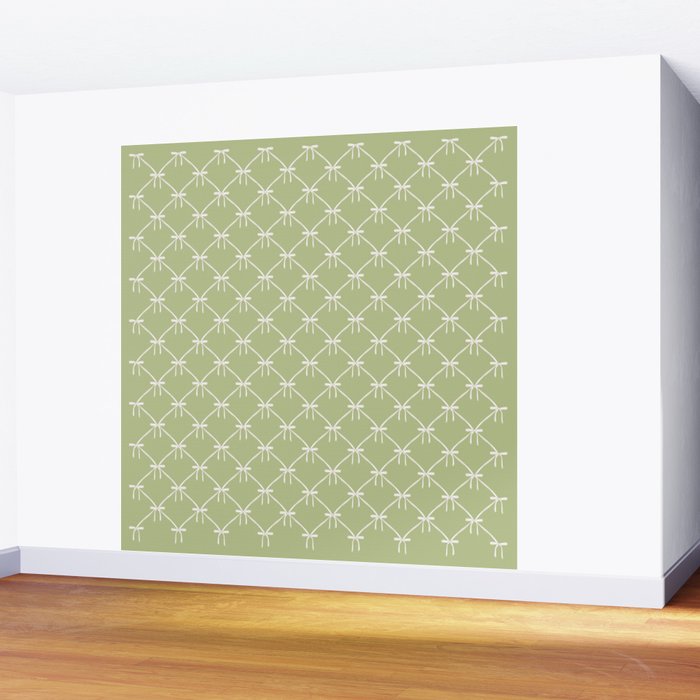 Bows & Ribbons Pattern XXIV Pastel Green Wall Mural Gallery Image 2