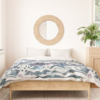 Mountains Watercolor Nature Trees Ski Snow Blue Indigo Duvet Cover Gallery Image 3