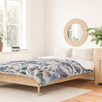 Mountains Watercolor Nature Trees Ski Snow Blue Indigo Duvet Cover Gallery Image 2