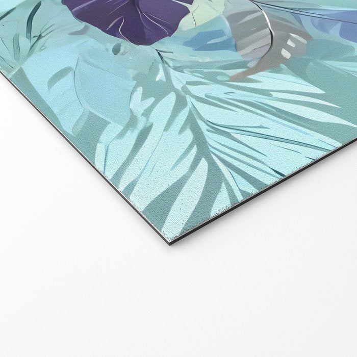 Powder Blue Blossom, Floral Subdued Pastel Teal Botanical Winter, Flowers Bloom Plants Illustration, Vintage Bohemian Chic Garden Painting  Welcome Mat Gallery Image 2