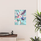 Powder Blue Blossom, Floral Subdued Pastel Teal Botanical Winter, Flowers Bloom Plants Illustration, Vintage Bohemian Chic Garden Painting  Poster Gallery Image 2