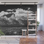 Mountain Summer Escape - Black and White Tetons Wall Mural Gallery Image 1