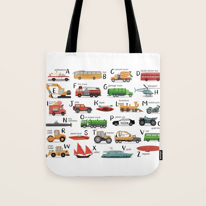 Transportation alphabet Tote Bag Gallery Image 1