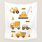 Construction Trucks Wall Tapestry Gallery Image 4