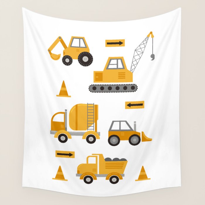 Construction Trucks Wall Tapestry Gallery Image 4
