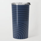 Minimal Line Curvature IV Navy Blue Mid Century Modern Arch Abstract Travel Mug Gallery Image 2