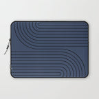 Minimal Line Curvature IV Navy Blue Mid Century Modern Arch Abstract Laptop Sleeve Gallery Image 1