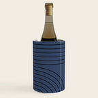 Minimal Line Curvature IV Navy Blue Mid Century Modern Arch Abstract Wine Chiller Gallery Image 3