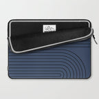 Minimal Line Curvature IV Navy Blue Mid Century Modern Arch Abstract Laptop Sleeve Gallery Image 2