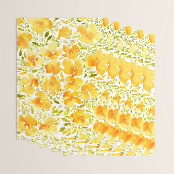 Watercolor California poppies (Quad set, #1) Wrapping Paper Gallery Image 3