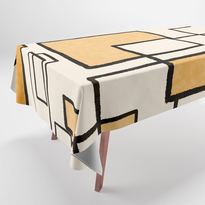 Piet Composition in Light Orange - Mid-Century Modern Minimalist Geometric Abstract Tablecloth Gallery Image 1
