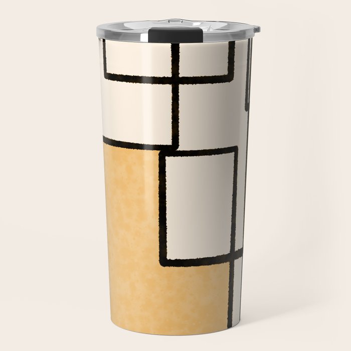 Piet Composition in Light Orange - Mid-Century Modern Minimalist Geometric Abstract Travel Mug Gallery Image 1