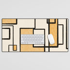 Piet Composition in Light Orange - Mid-Century Modern Minimalist Geometric Abstract Desk Mat Gallery Image 1