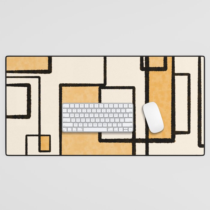 Piet Composition in Light Orange - Mid-Century Modern Minimalist Geometric Abstract Desk Mat Gallery Image 1