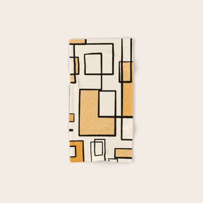 Piet Composition in Light Orange - Mid-Century Modern Minimalist Geometric Abstract Bath Towel Gallery Image 1