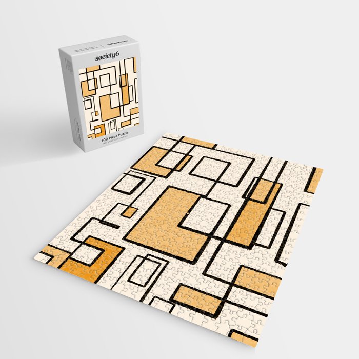 Piet Composition in Light Orange - Mid-Century Modern Minimalist Geometric Abstract Jigsaw Puzzle Gallery Image 2