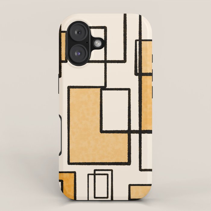 Piet Composition in Light Orange - Mid-Century Modern Minimalist Geometric Abstract iPhone Case Gallery Image 1