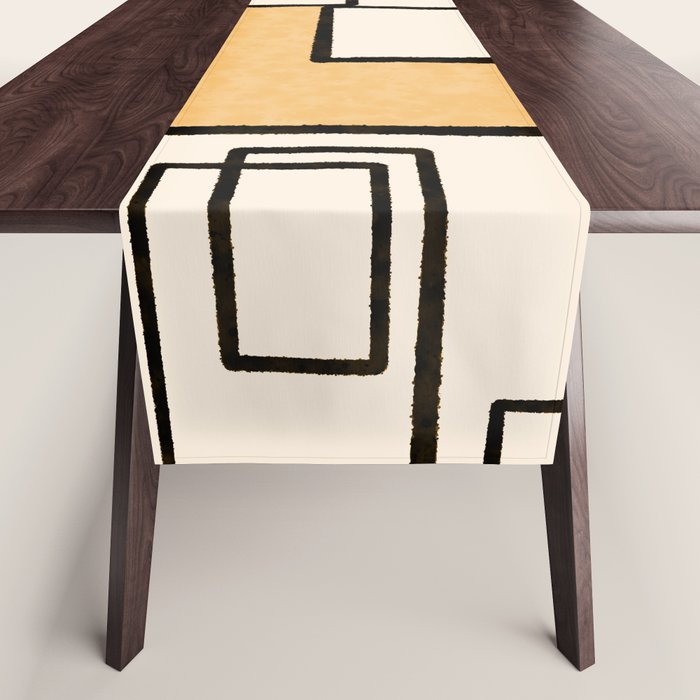 Piet Composition in Light Orange - Mid-Century Modern Minimalist Geometric Abstract Table Runner Gallery Image 1