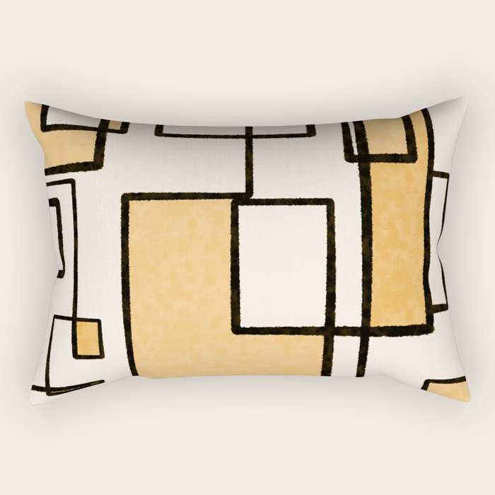 Piet Composition in Light Orange - Mid-Century Modern Minimalist Geometric Abstract Rectangular Pillow