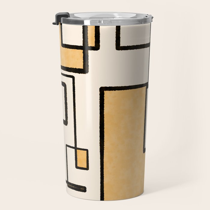 Piet Composition in Light Orange - Mid-Century Modern Minimalist Geometric Abstract Travel Mug Gallery Image 3