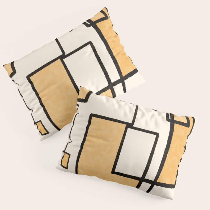 Piet Composition in Light Orange - Mid-Century Modern Minimalist Geometric Abstract Pillow Sham Gallery Image 3