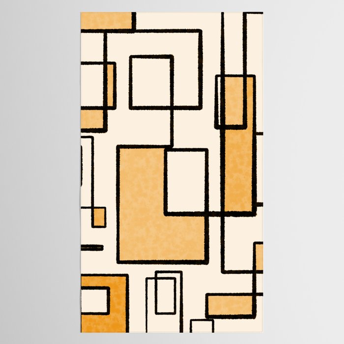 Piet Composition in Light Orange - Mid-Century Modern Minimalist Geometric Abstract Tablecloth Gallery Image 2