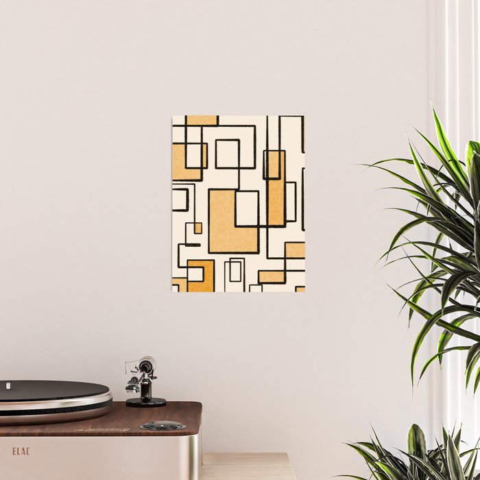 Piet Composition in Light Orange - Mid-Century Modern Minimalist Geometric Abstract Poster Gallery Image 2