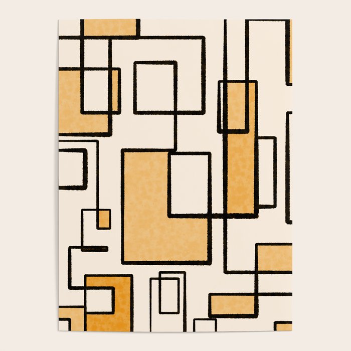 Piet Composition in Light Orange - Mid-Century Modern Minimalist Geometric Abstract Poster Gallery Image 1