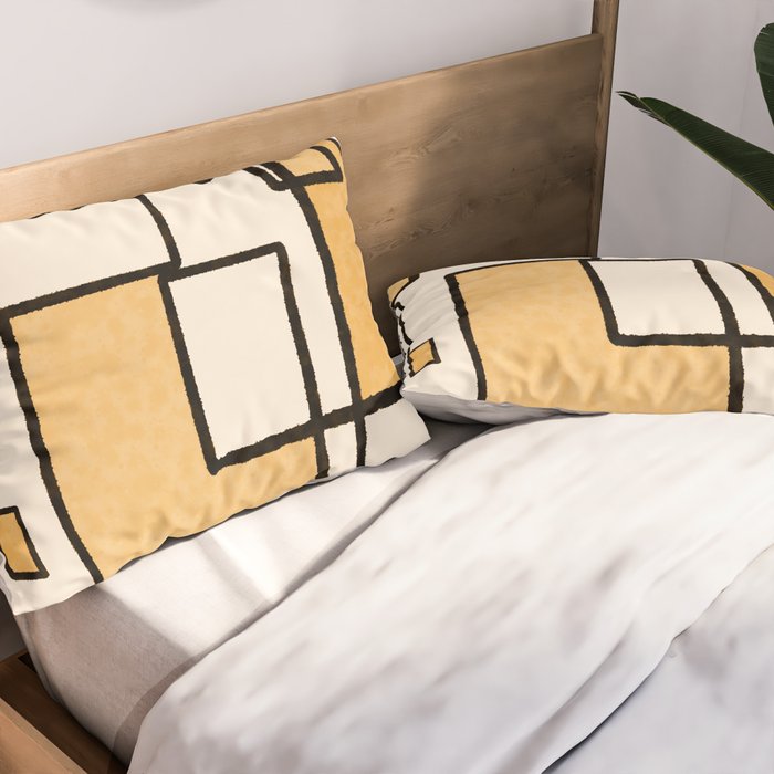 Piet Composition in Light Orange - Mid-Century Modern Minimalist Geometric Abstract Pillow Sham Gallery Image 2