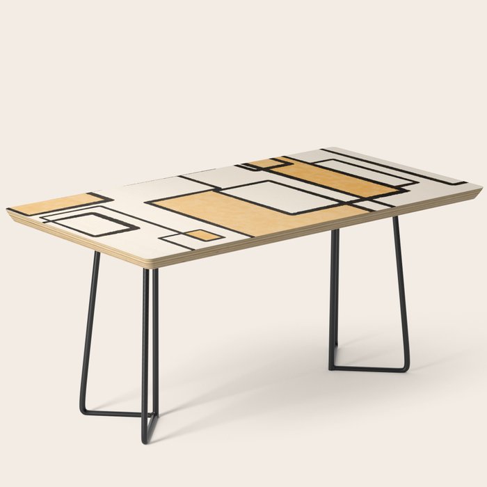 Piet Composition in Light Orange - Mid-Century Modern Minimalist Geometric Abstract Coffee Table Gallery Image 1