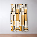 Piet Composition in Light Orange - Mid-Century Modern Minimalist Geometric Abstract Window Curtain Gallery Image 3