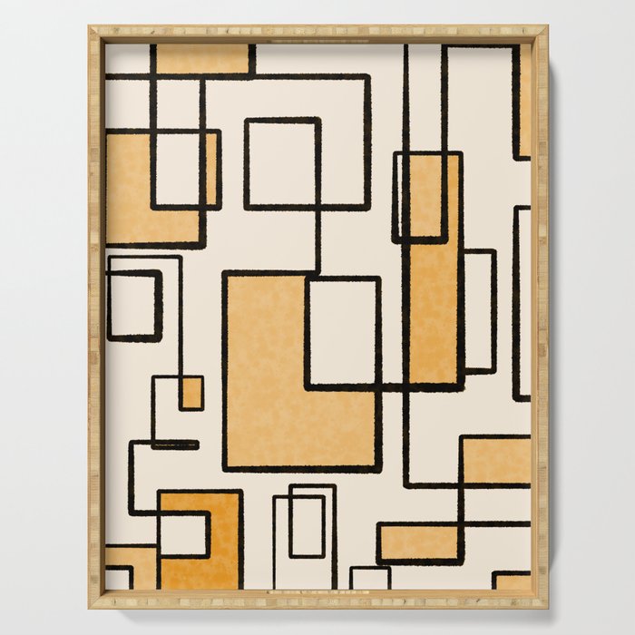 Piet Composition in Light Orange - Mid-Century Modern Minimalist Geometric Abstract Serving Tray Gallery Image 1