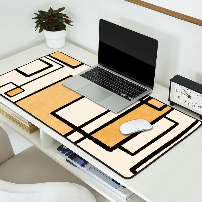 Piet Composition in Light Orange - Mid-Century Modern Minimalist Geometric Abstract Desk Mat Gallery Image 2