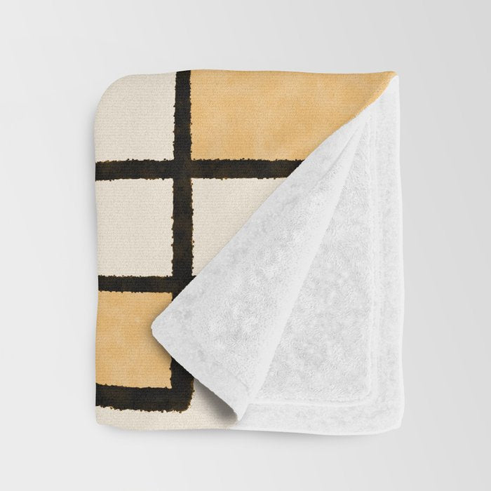 Piet Composition in Light Orange - Mid-Century Modern Minimalist Geometric Abstract Throw Blanket Gallery Image 3