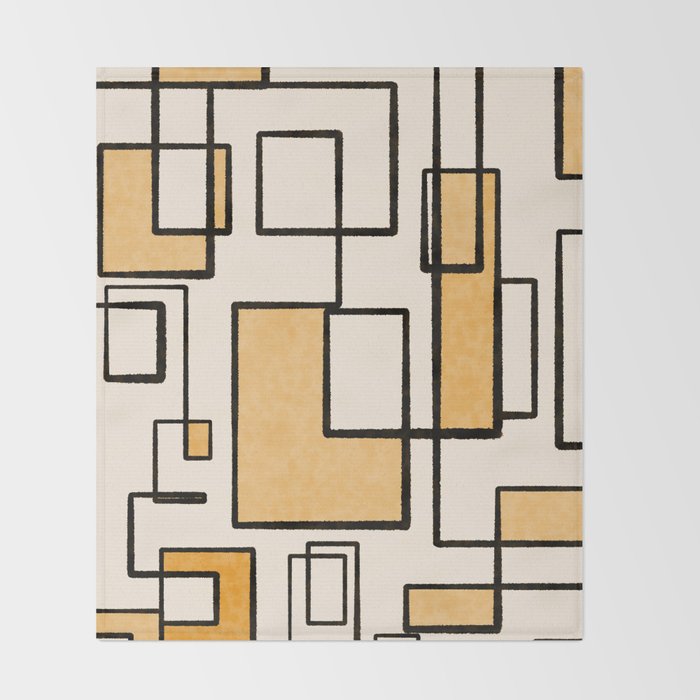 Piet Composition in Light Orange - Mid-Century Modern Minimalist Geometric Abstract Throw Blanket Gallery Image 2