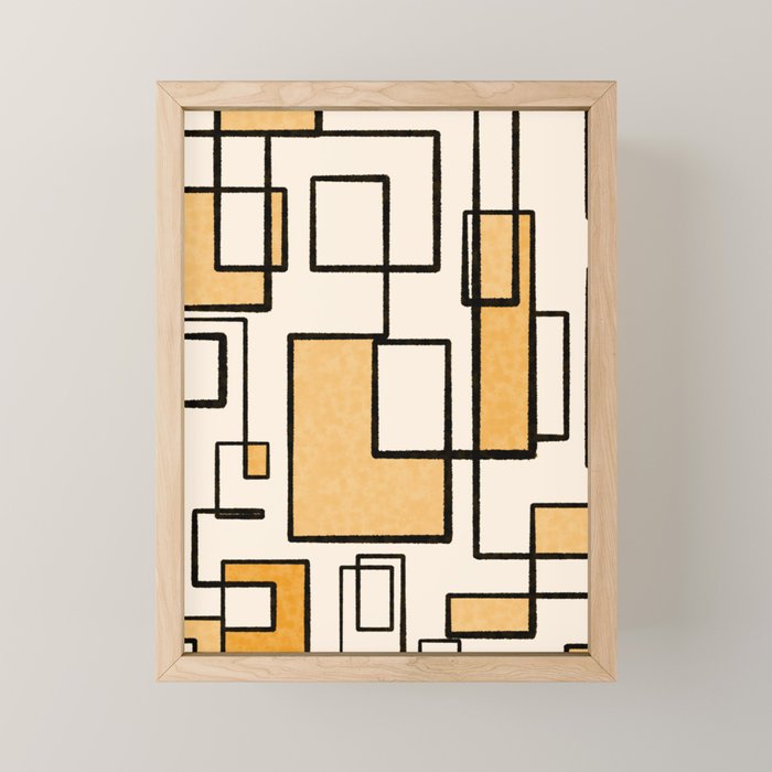 Piet Composition in Light Orange - Mid-Century Modern Minimalist Geometric Abstract Mini Art Print Gallery Image 1