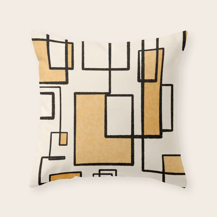 Piet Composition in Light Orange - Mid-Century Modern Minimalist Geometric Abstract Throw Pillow Gallery Image 6