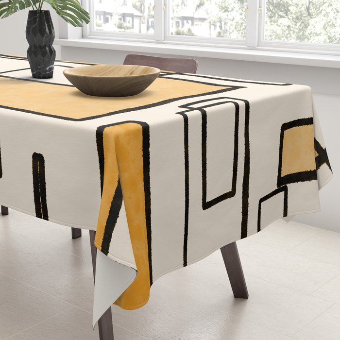 Piet Composition in Light Orange - Mid-Century Modern Minimalist Geometric Abstract Tablecloth Gallery Image 3