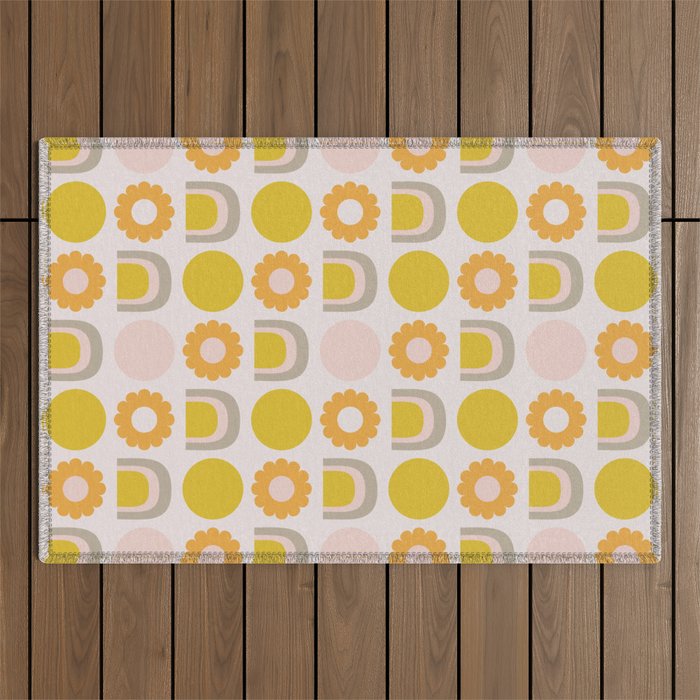 Floral Sunshine Rainbow Pattern Outdoor Rug Gallery Image 1