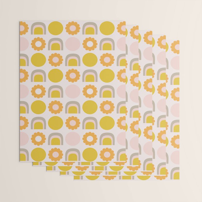 Floral Sunshine Rainbow Pattern Wrapping Paper Gallery Image 3