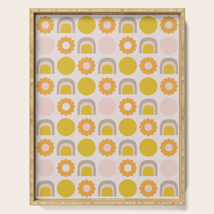 Floral Sunshine Rainbow Pattern Serving Tray Gallery Image 1