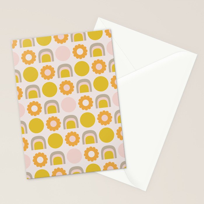 Floral Sunshine Rainbow Pattern Stationery Card Gallery Image 2