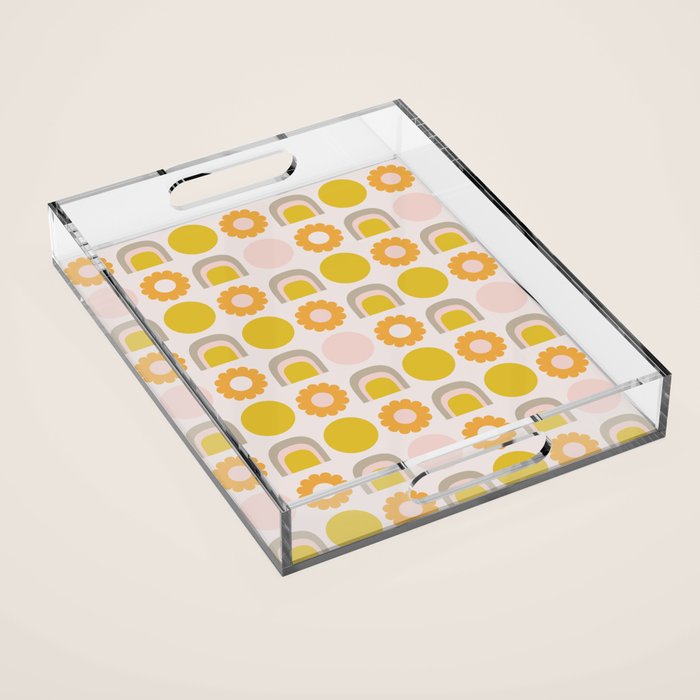 Floral Sunshine Rainbow Pattern Acrylic Tray Gallery Image 1