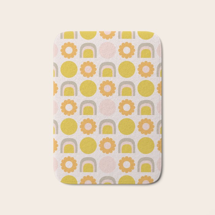 Floral Sunshine Rainbow Pattern Bath Mat Gallery Image 1