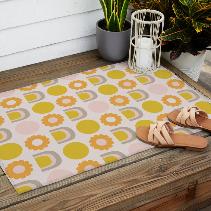 Floral Sunshine Rainbow Pattern Outdoor Rug Gallery Image 2