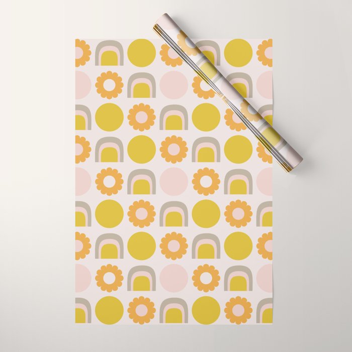 Floral Sunshine Rainbow Pattern Wrapping Paper Gallery Image 1
