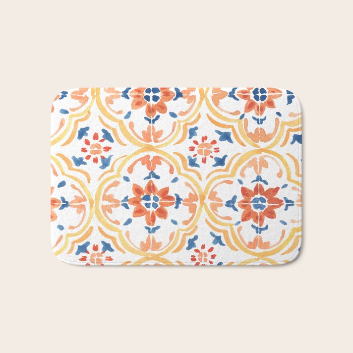 Red and Yellow tiles Bath Mat Gallery Image 1