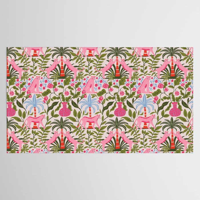 Modern Preppy Leopard Cat Jungle Oasis Tablecloth Gallery Image 2