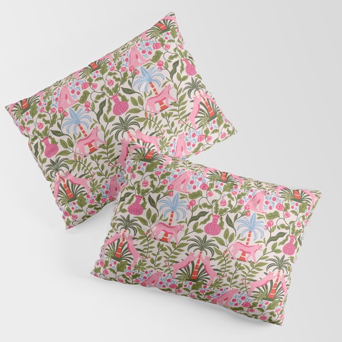 Modern Preppy Leopard Cat Jungle Oasis Pillow Sham Gallery Image 3