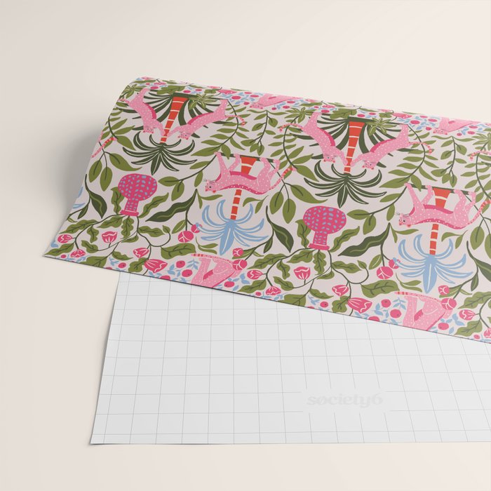 Modern Preppy Leopard Cat Jungle Oasis Wrapping Paper Gallery Image 2